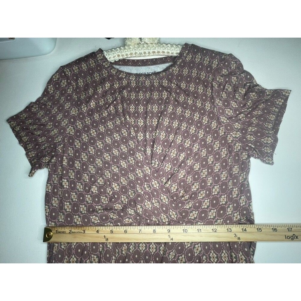 Torrid Mauve Pink Aztec print Waist Overlap Midi Dress Short Sleeve Size L - Picture 10 of 11